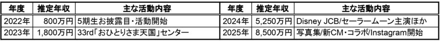 2022年〜2025年の推定年収表